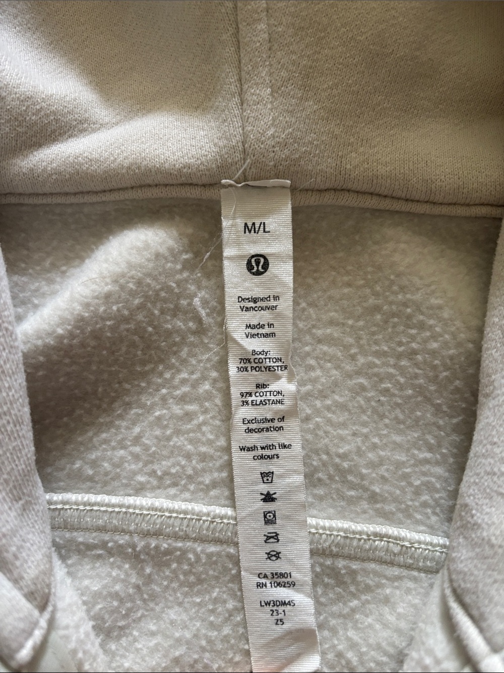 GUC lululemon athletica Cream Fleece-Lined Pullover Hoodie - Picture 2 of 2